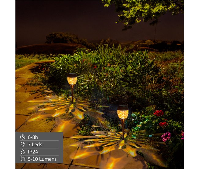 Aktive Set de 2 balizas solares LED 5-10 lúmenes Negro