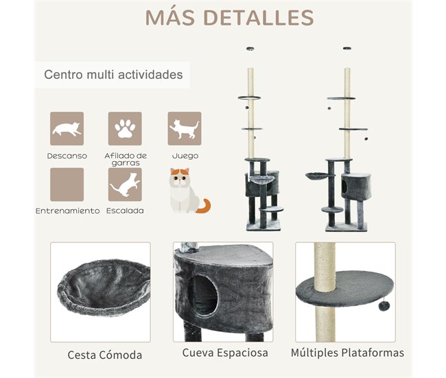 Árbol Rascador para Gatos PawHut Gris