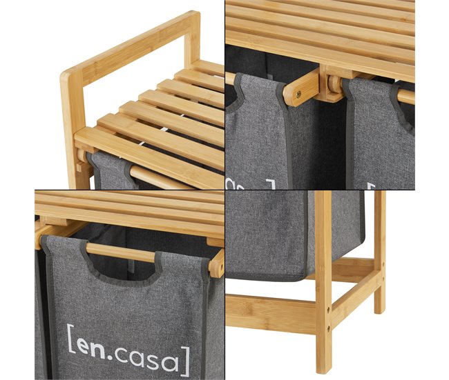 Estantería con 2 cestos para la colada Kärköl Gris/natural