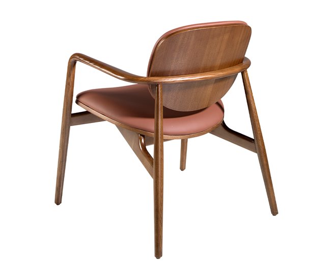 ANGEL CERDA Sillón polipiel marrón y nogal Nogal