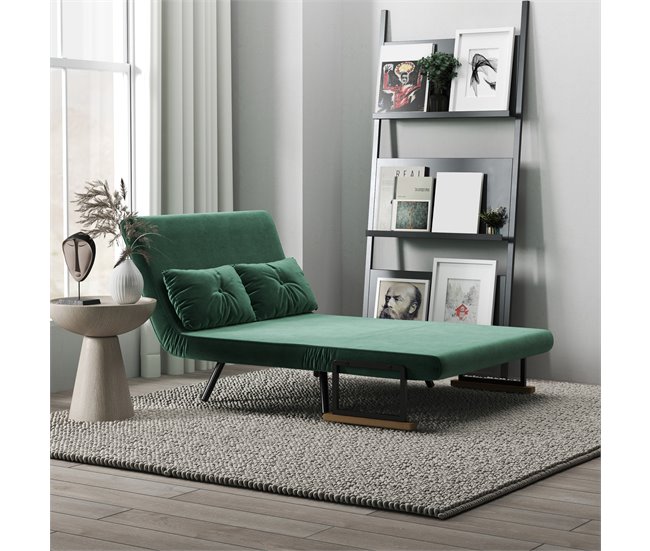Sofá Cama Doble Terciopelo Sintético, Espuma HOMCOM Verde