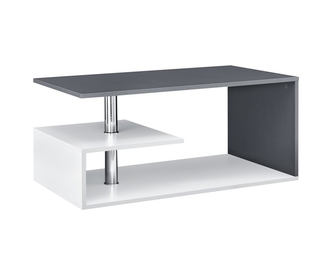 Mesa de centro Haarlem con estante aglomerado 90x50 Gris Oscuro