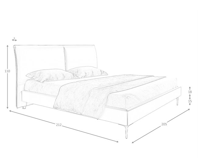 Cama matrimonio tapizada en polipiel Marron