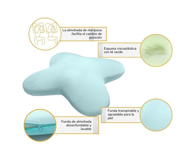 Almohada Forma de Mariposa con Gel Refrescante Verde