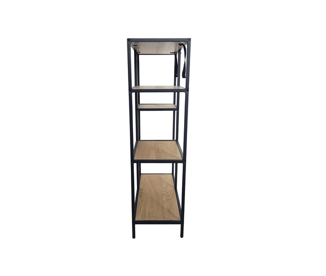 Estanteria color roble 6 huecos. LILY Negro/ Madera