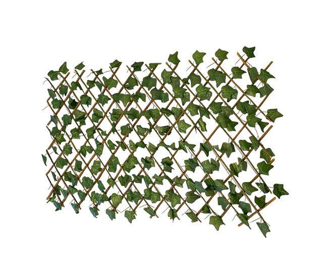Acomoda Textil – Celosía Extensible de Madera Natural con Hojas. Verde