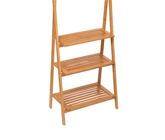 Toallero de Pie con Estantes en Bambú Madera