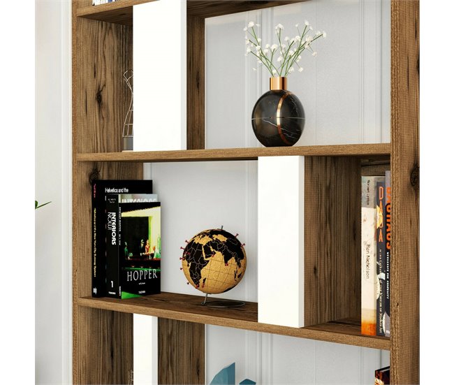 Estante de livros com efeito madeira 90 Blanco/ Madera