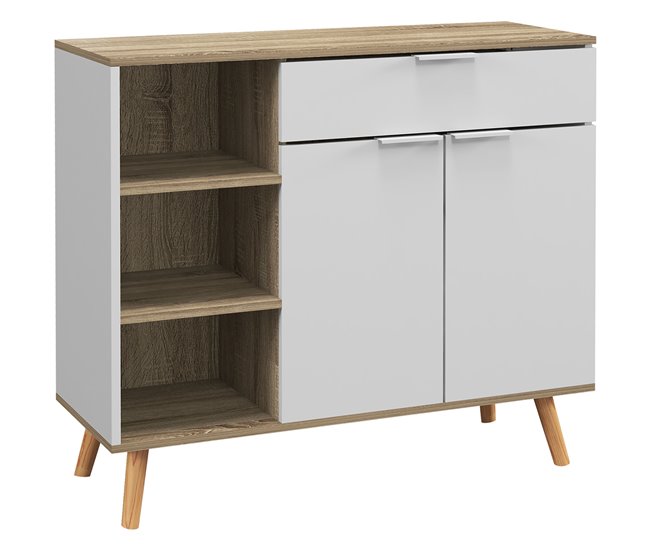 Aparador de Salón Melamina de Madera, Madera de Pino HOMCOM Blanco