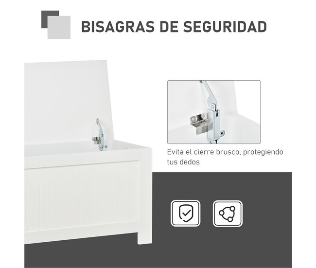 Otomana de Almacenaje Tablero de MDF HOMCOM 81 Blanco
