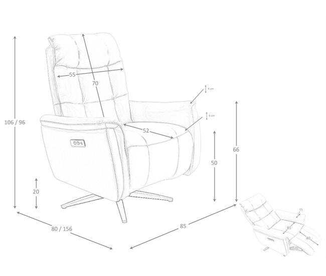 ANGEL CERDA Sillón relax giratorio piel marrón Marron