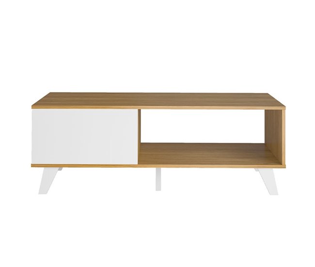 Mesa de Centro Rectangular - Modelo QUIATUR Natural/ Blanco