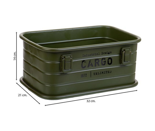Cesto rectangular de metal impreso Verde