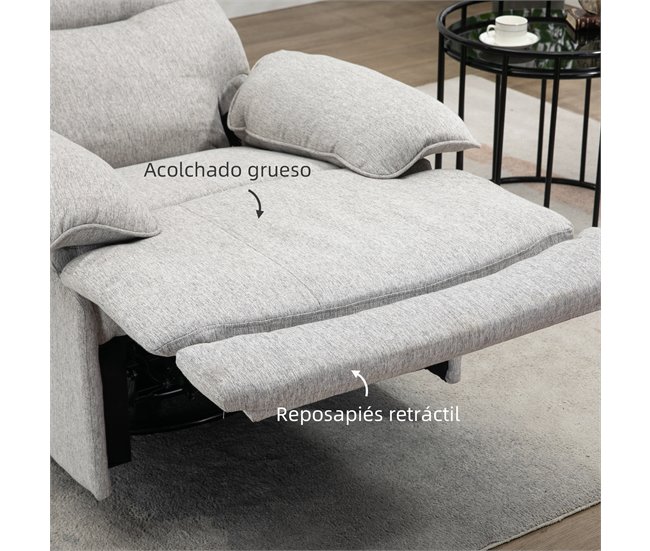 Sillón Reclinable Poliéster, Espuma, Tablero Multicapa HOMCOM Gris