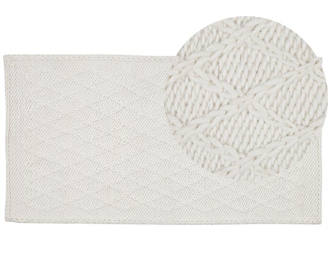 Beliani Alfombra de pelo corto ERZIN 80x150 Blanco/ Beige
