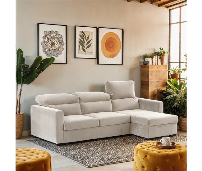 Chaise longue ARAM convertible en cama Beige