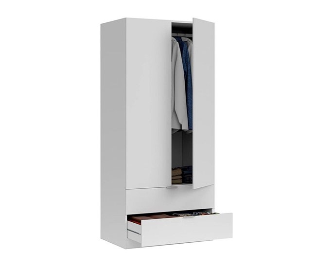 Armario Low Cost 2 puertas 2 cajones 81 Blanco