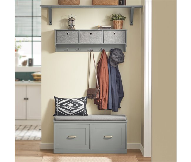 Perchero de pared con 5 ganchos y 3 cajones FRG282-HG SoBuy Gris