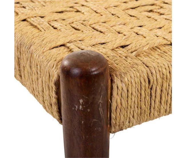 Banqueta de madera y cuerda natural Marron