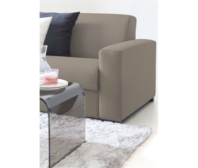 Sofá fixo de 2 lugares em tecido Gris Claro