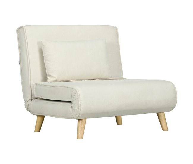 Sofá Cama Individual Poliéster, Espuma HOMCOM Crudo