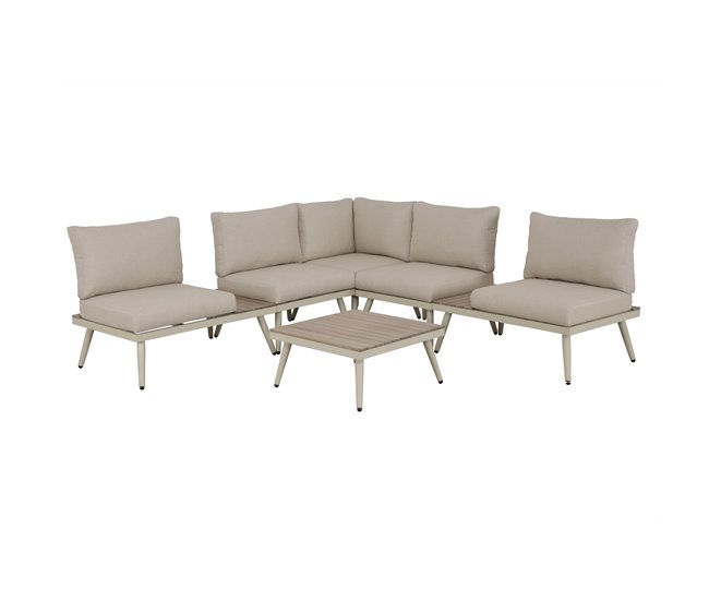 Set de jardín BIARRITZ con sofá y mesa de centro color blanco Blanco/ Madera