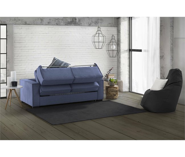 Sofá cama 3 plazas en tela Daabiz Azul Marino