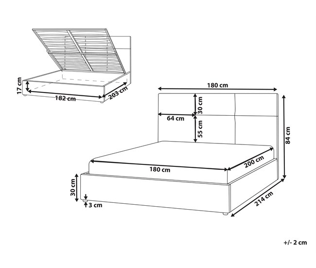 Beliani Cama con almacenaje Poliéster LAGORD 180x214 Crema