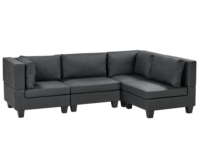 Beliani Sofá esquinero Piel sintética UNSTAD Negro
