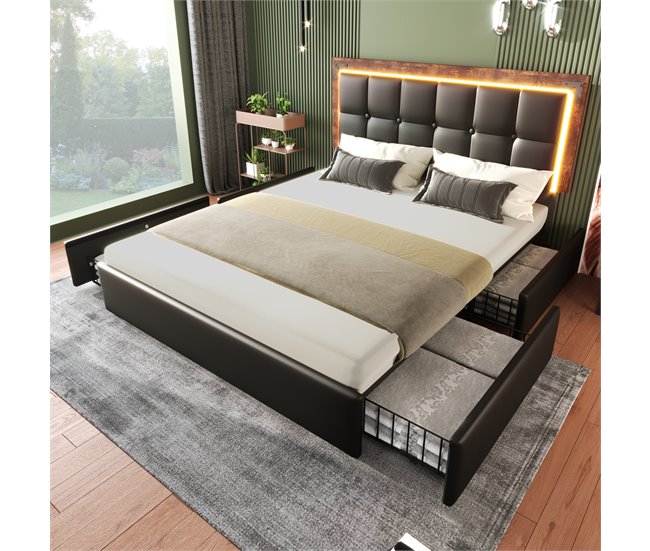 Camas de matrimonio 167x207 Negro