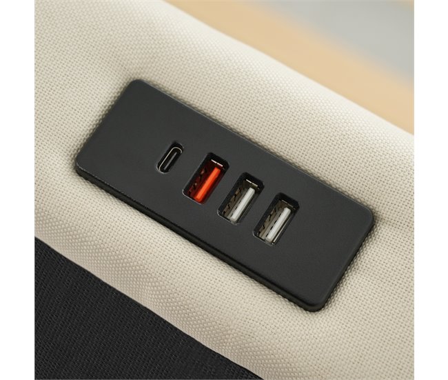 Cama de matrimonio de lino con almacenaje 142x218 Beige