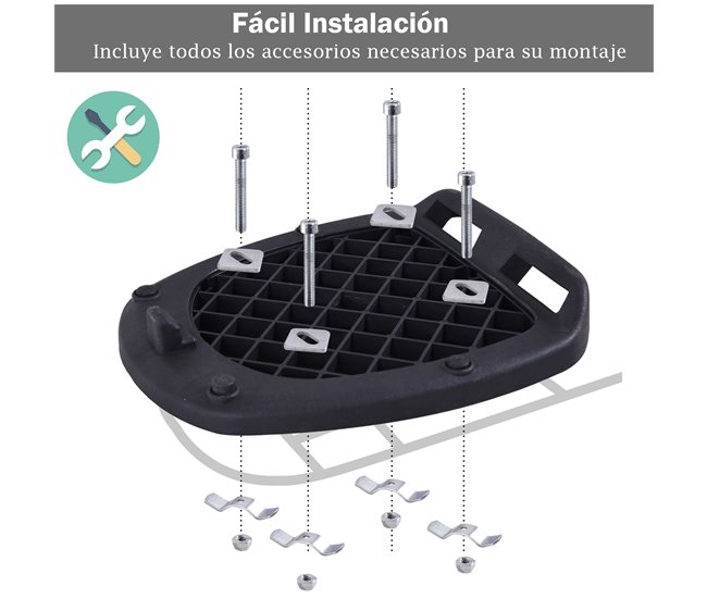 Baúl Moto PP HOMCOM, ferretería - accesorios para vehículos Negro
