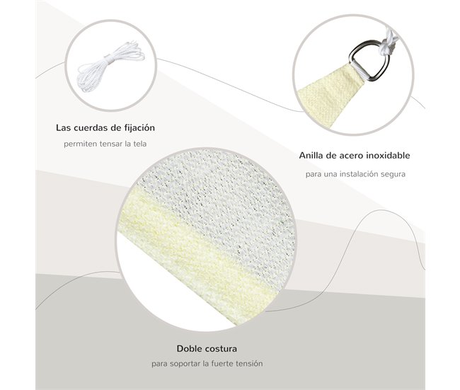 Toldo Vela Triangular PE Outsunny 300x300 Beige