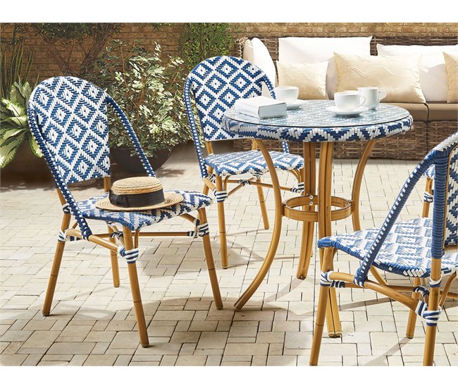 Beliani Conjunto de comedor RIFREDDO Azul Marino