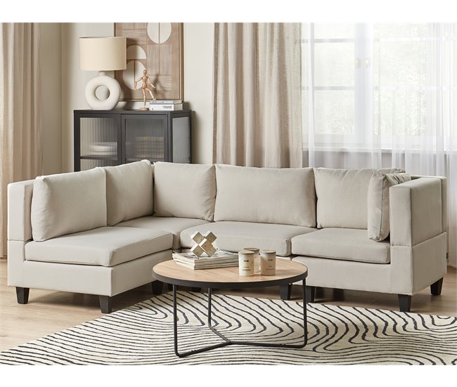 Beliani Sofá esquinero Poliéster UNSTAD Beige