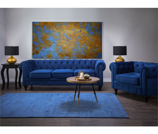 Beliani Conjunto de sofás CHESTERFIELD Azul Marino