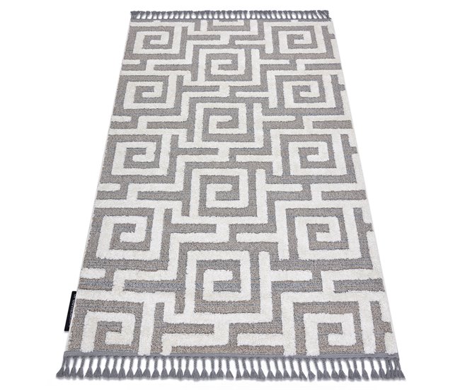 Alfombra MAROC P655 laberinto griego Franjas Bereber marroquí 180x270 Gris