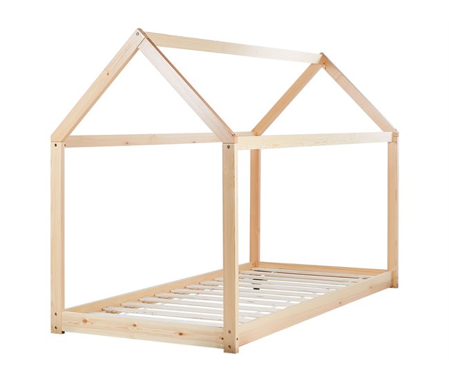 Beliani Cama con somier Madera de pino TOSSE 98x200 Blanco