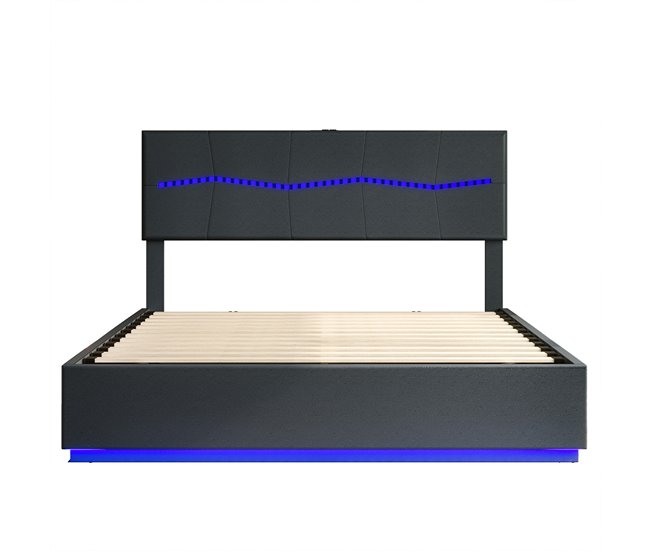 Cama con almacenamiento 200x180 Negro