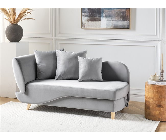 Beliani Chaise longue Terciopelo MERI Gris Claro