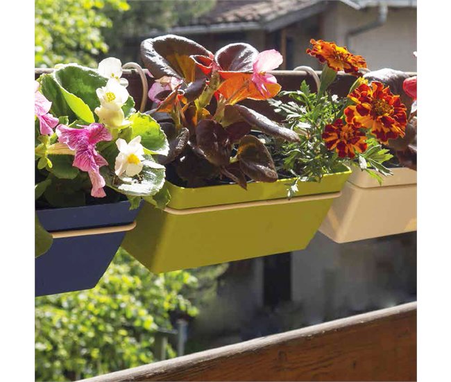 3 Jardineras L 22 Cm Con Ganchos Gris