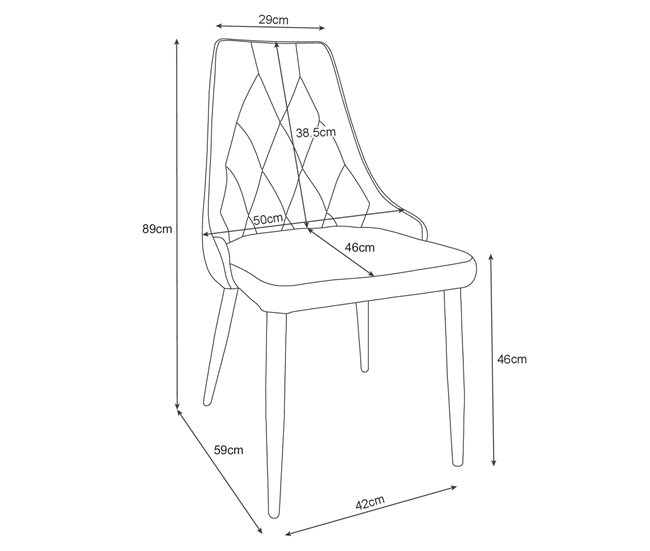 4x Silla tapizada capitoné de terciopelo SJ.054 Rosa