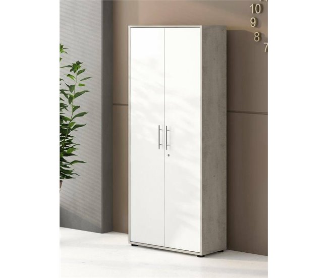 Armario multiusos 2 puertas efecto madera 78 Blanco