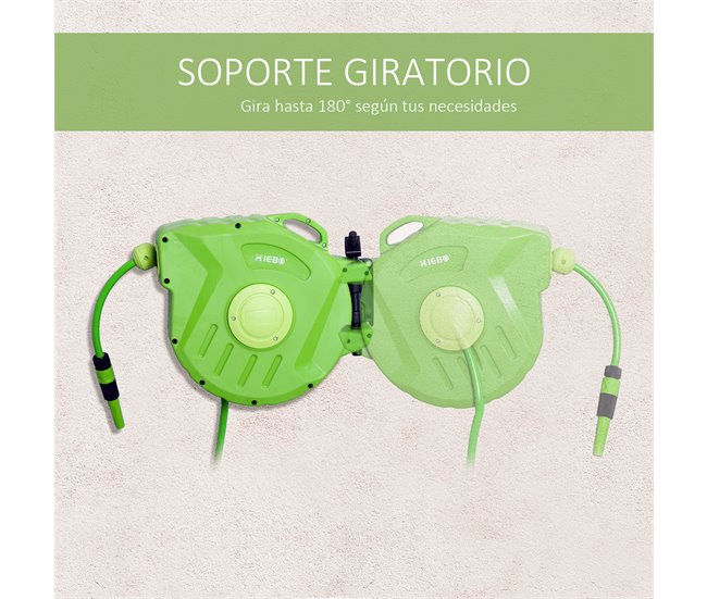 Carrete para Manguera PP, PVC Outsunny Verde