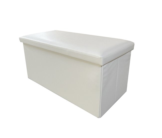 Puff Ottoman Almacenaje Rectangular Polipiel Plegable Beige