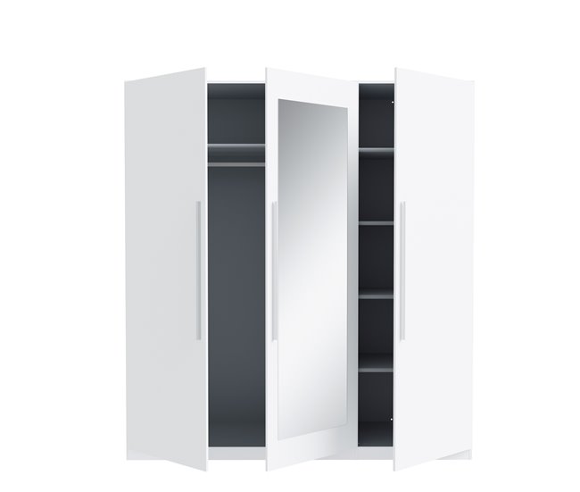 Armario HELEN puertas batientes 2 espejos 227x212cm Blanco