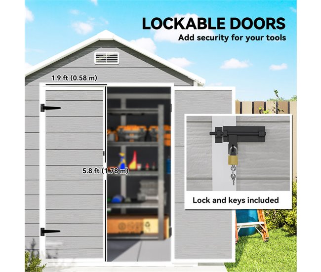 Caseta de Jardín PP, Aluminio Outsunny Gris