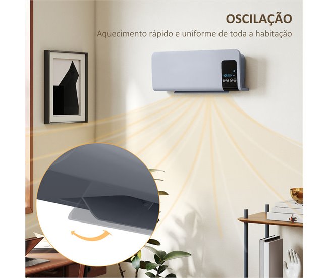 Calentador Eléctrico Pared ABS HOMCOM, hogar - climatización Gris