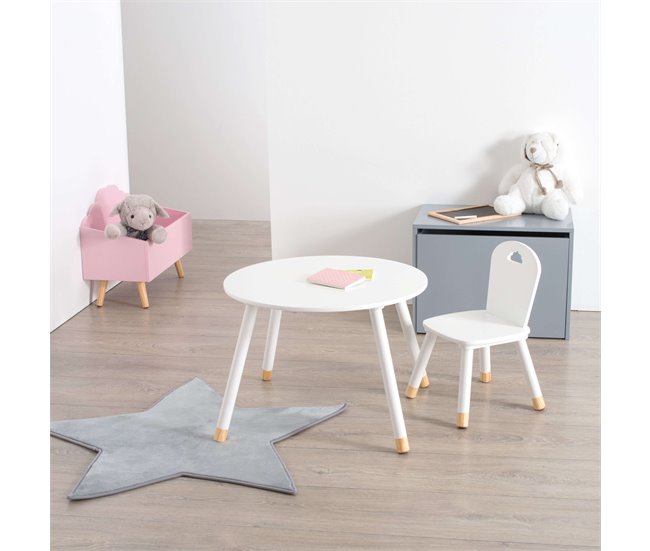Mesa Infantil Douceur Melamina con Silla a Juego Blanco/ Madera
