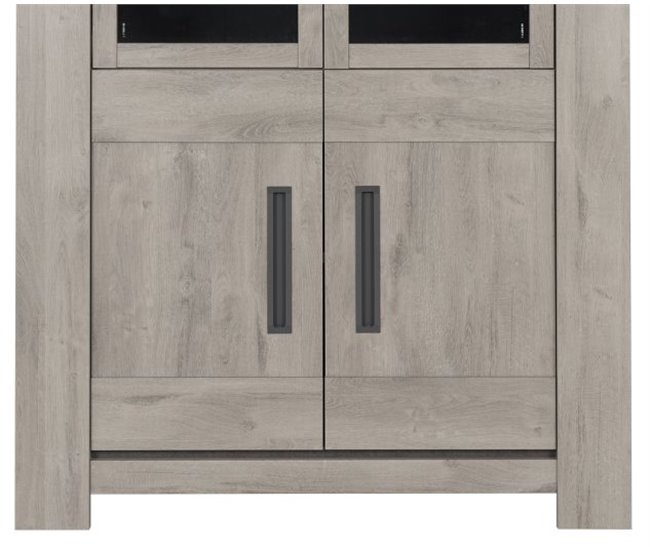 Vitrina 4 puertas BOSTON roble y gris Roble Gris